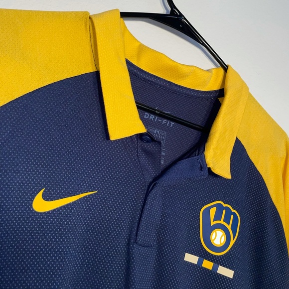 Men's Nike Milwaukee Brewers Navy Legacy Raglan Polo Size 2XL $70 N911-044N - Picture 4 of 4